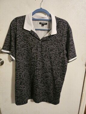 Karl Lagerfeld Black Polo with White Collar and Trim